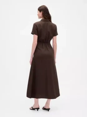 Midi-shirtjurk van linnenmix