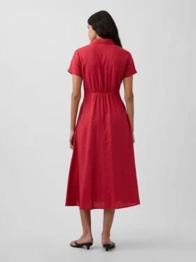 Midi-shirtjurk van linnenmix