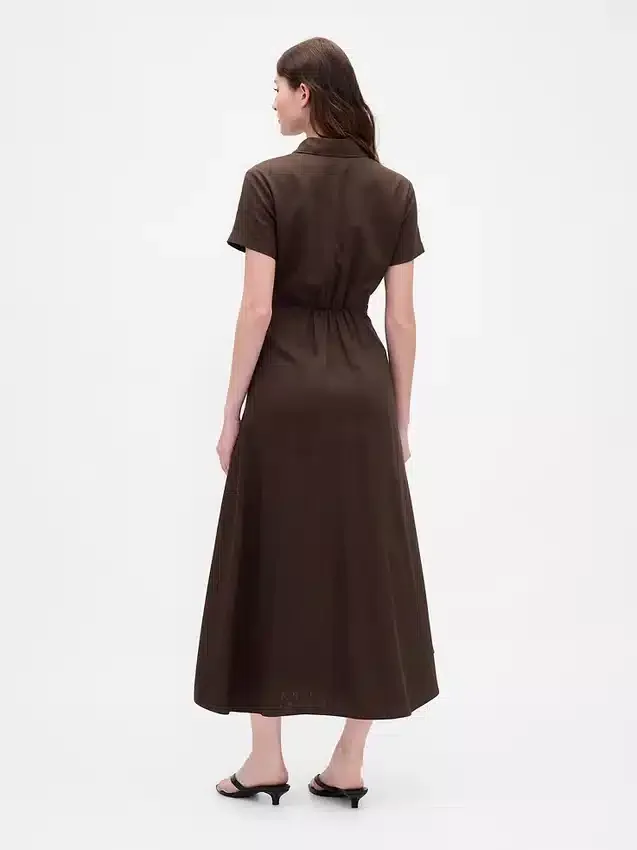 Midi-shirtjurk van linnenmix