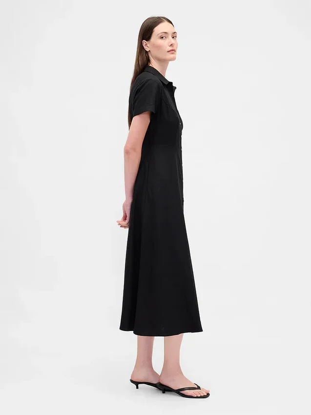 Midi-shirtjurk van linnenmix