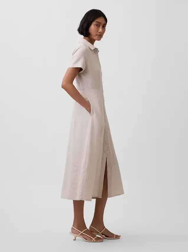 Midi-shirtjurk van linnenmix