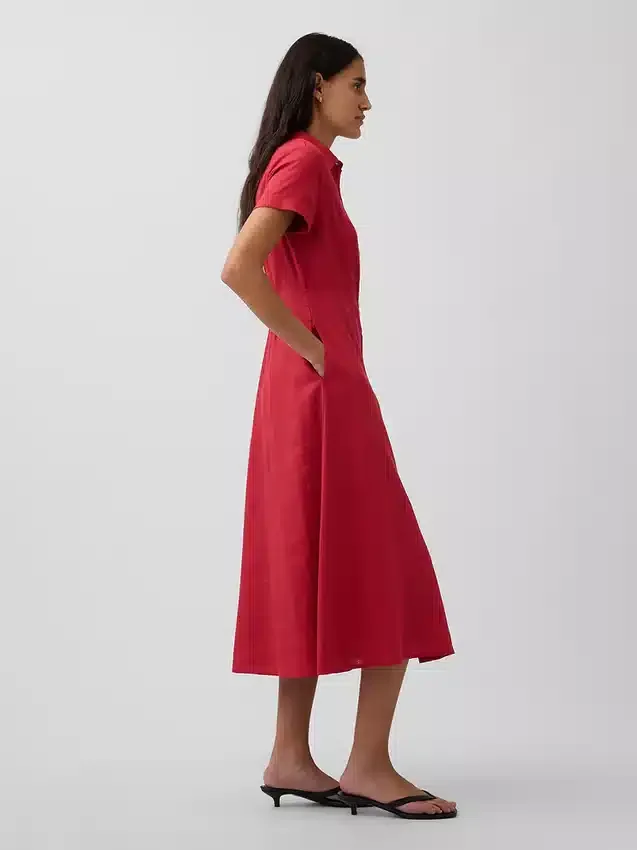 Midi-shirtjurk van linnenmix