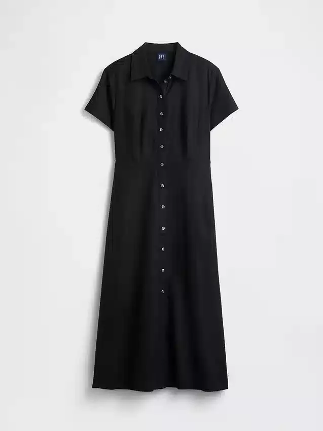 Midi-shirtjurk van linnenmix