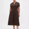 Midi-shirtjurk van linnenmix