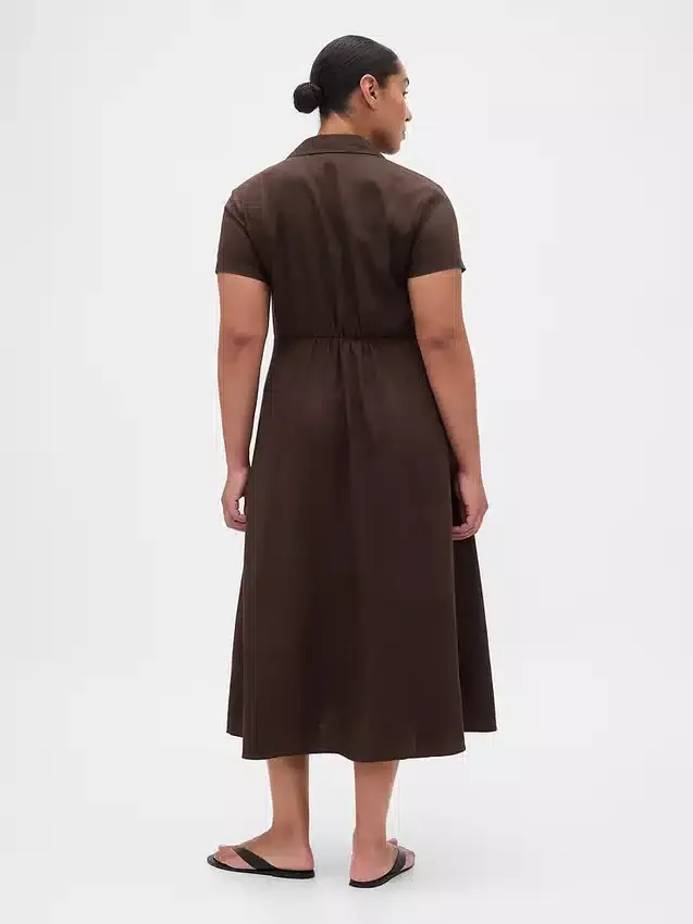 Midi-shirtjurk van linnenmix