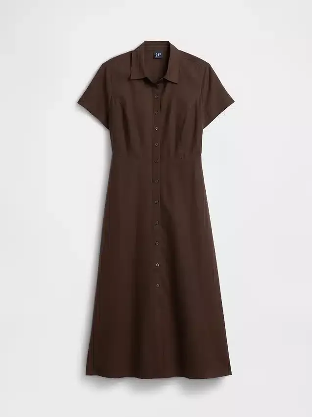 Midi-shirtjurk van linnenmix