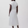 Midi-shirtjurk van popeline met getailleerde taille