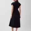Midi-shirtjurk van popeline met getailleerde taille