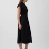 Midi-shirtjurk van popeline met getailleerde taille