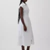 Midi-shirtjurk van popeline met getailleerde taille