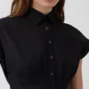 Midi-shirtjurk van popeline met getailleerde taille