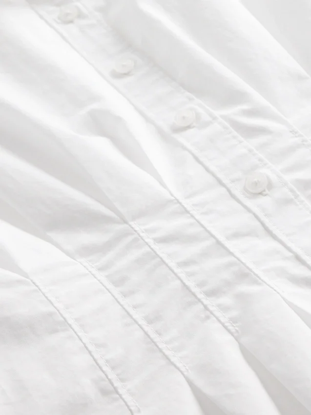 Midi-shirtjurk van popeline met getailleerde taille