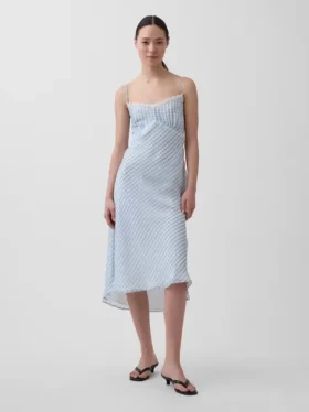 Midi-slipjurk met gingham-patroon