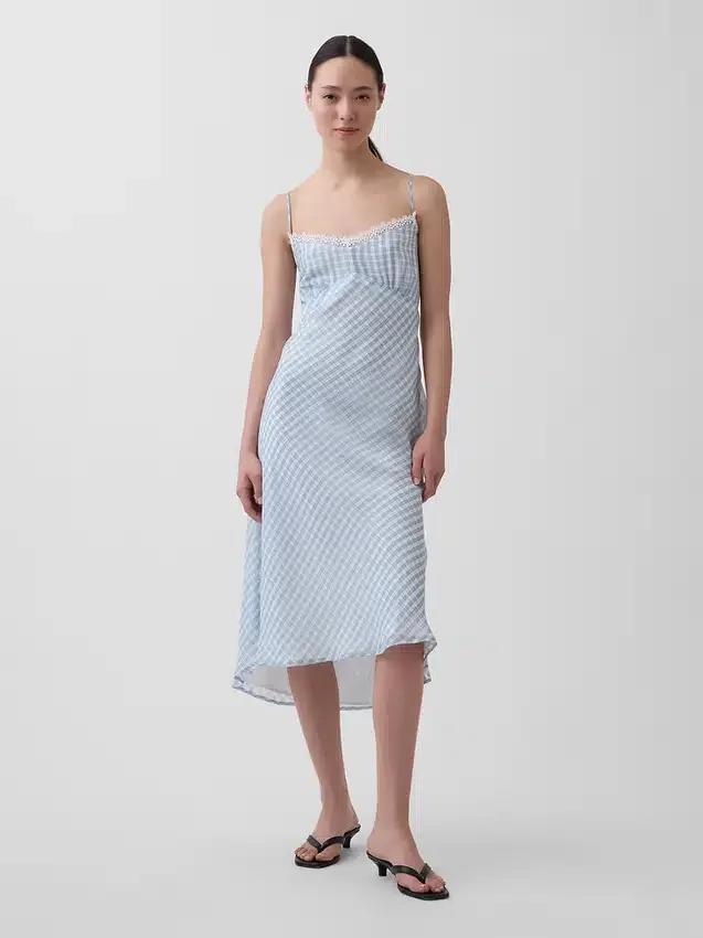 Midi-slipjurk met gingham-patroon