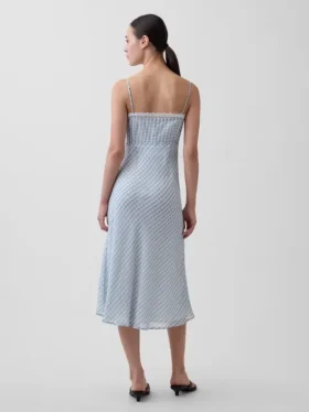Midi-slipjurk met gingham-patroon