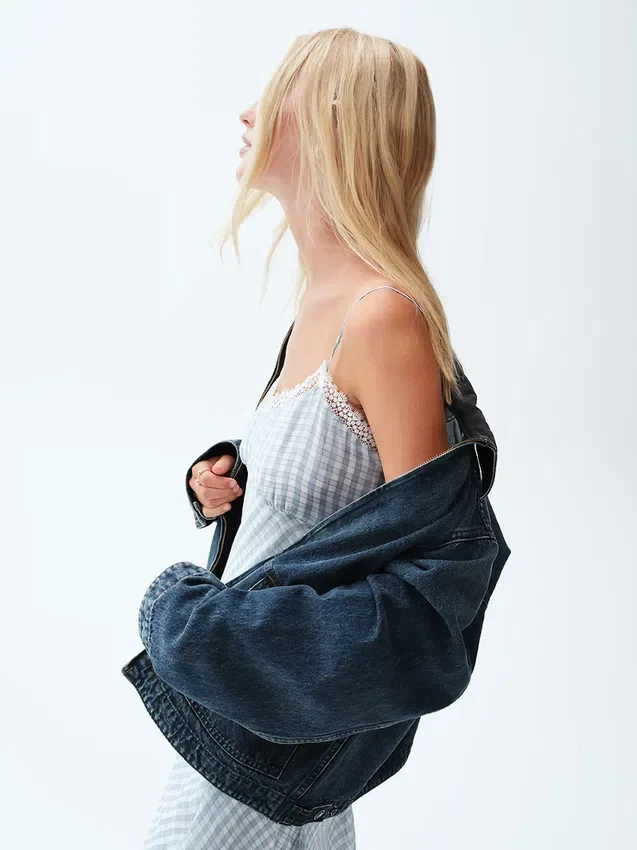 Midi-slipjurk met gingham-patroon