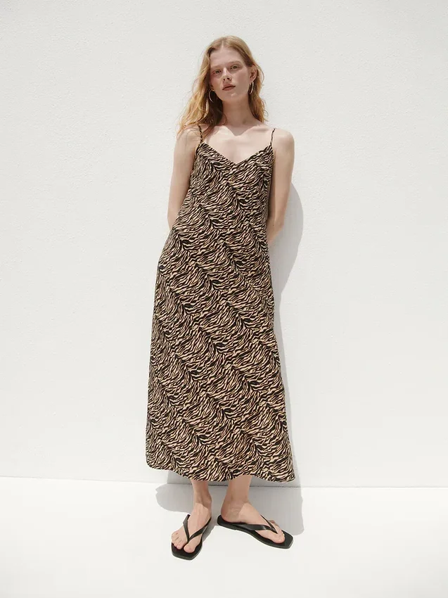 Midi-slipjurk met zebraprint