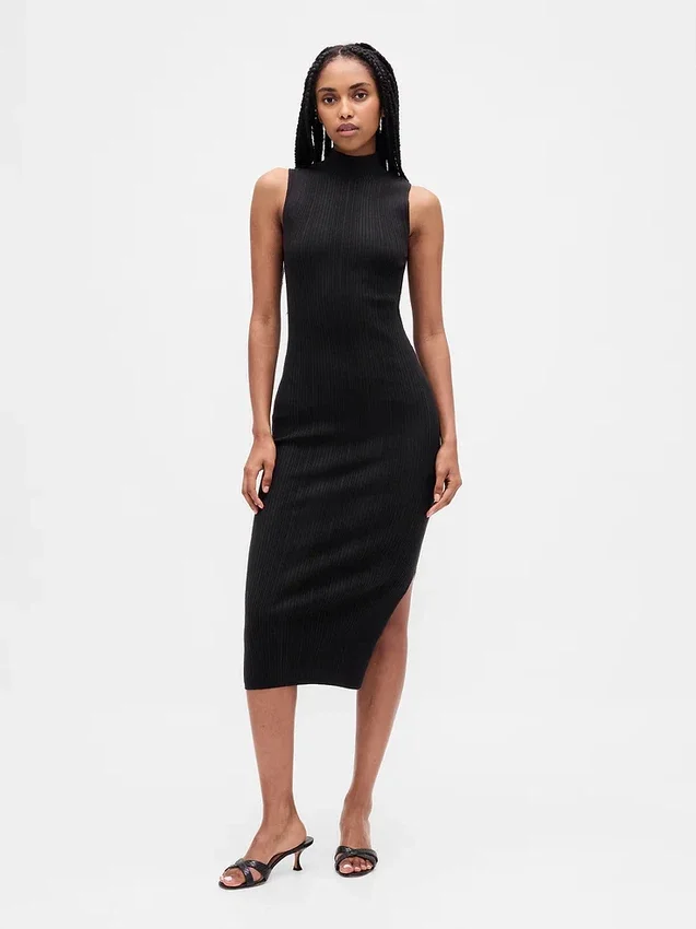 Midi-trui-jurk met ribboord