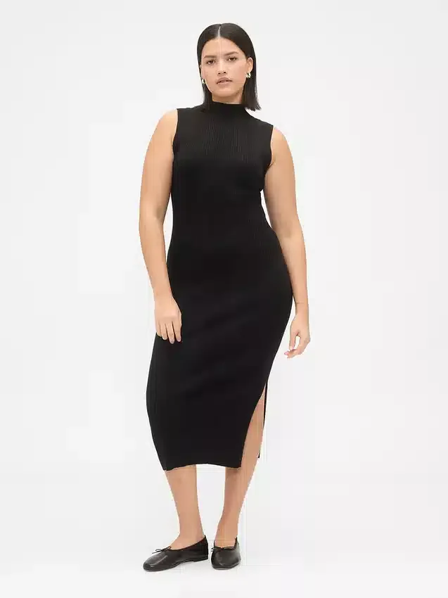 Midi-trui-jurk met ribboord