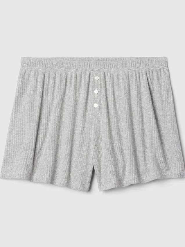 Mini geribbelde, loszittende korte broek voor pyjamas