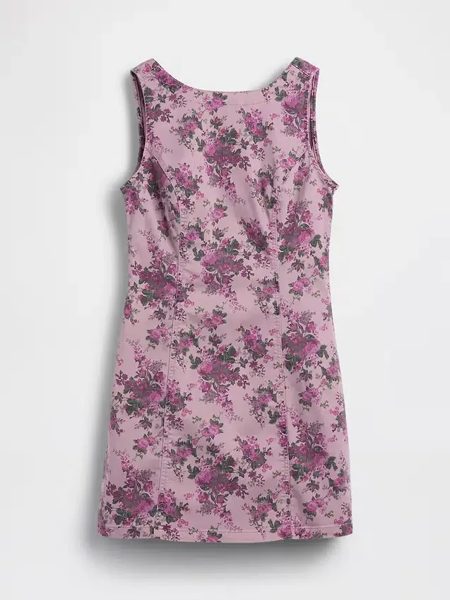 Mini-jurk met bloemenprint, boothals en open rug