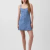 Mini-jurk met denim inzetstukken