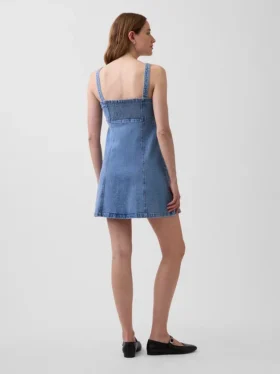 Mini-jurk met denim inzetstukken