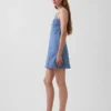 Mini-jurk met denim inzetstukken