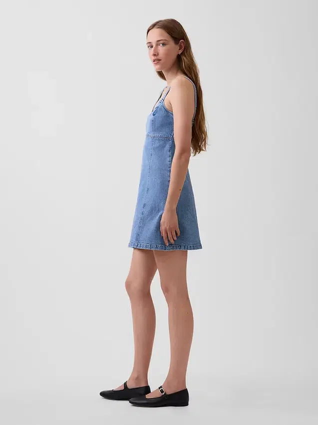 Mini-jurk met denim inzetstukken