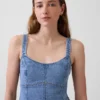 Mini-jurk met denim inzetstukken