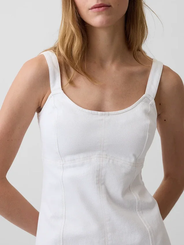 Mini-jurk met denim inzetstukken