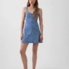 Mini-jurk met denim inzetstukken