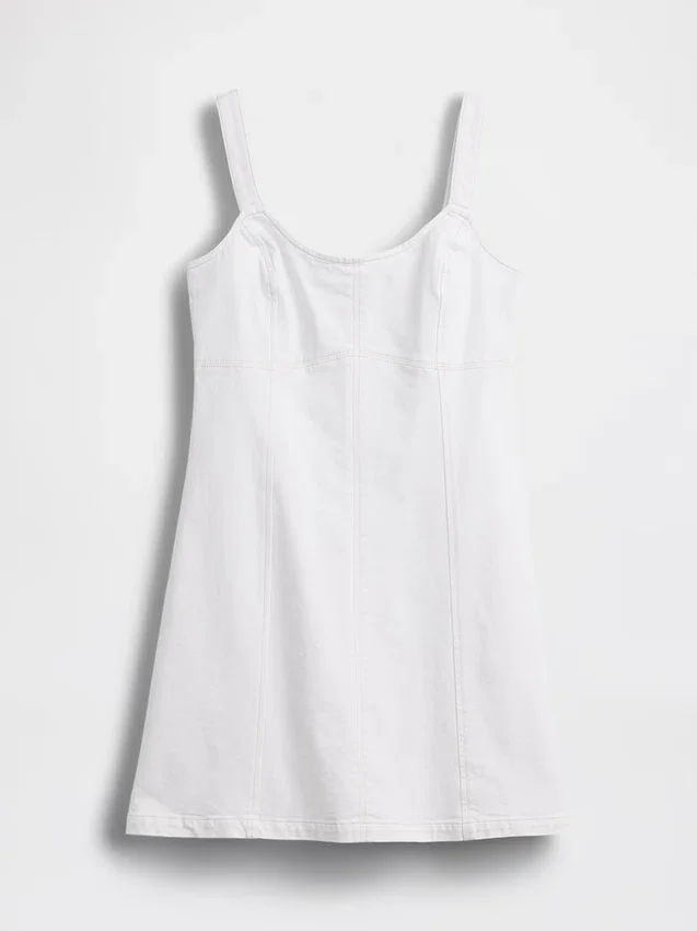 Mini-jurk met denim inzetstukken