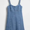 Mini-jurk met denim inzetstukken