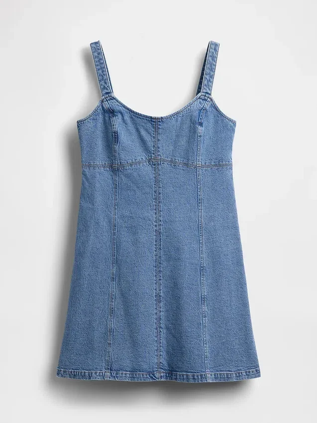 Mini-jurk met denim inzetstukken
