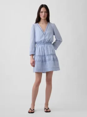 Mini-jurk met kanten rand