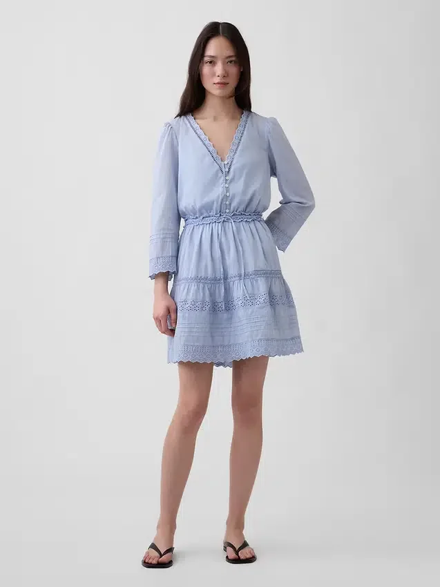 Mini-jurk met kanten rand