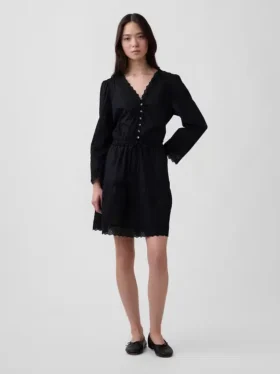 Mini-jurk met kanten rand
