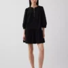 Mini-jurk met lage taille en kanten rand
