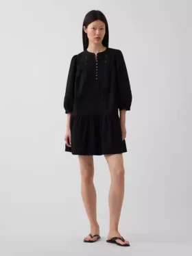 Mini-jurk met lage taille en kanten rand