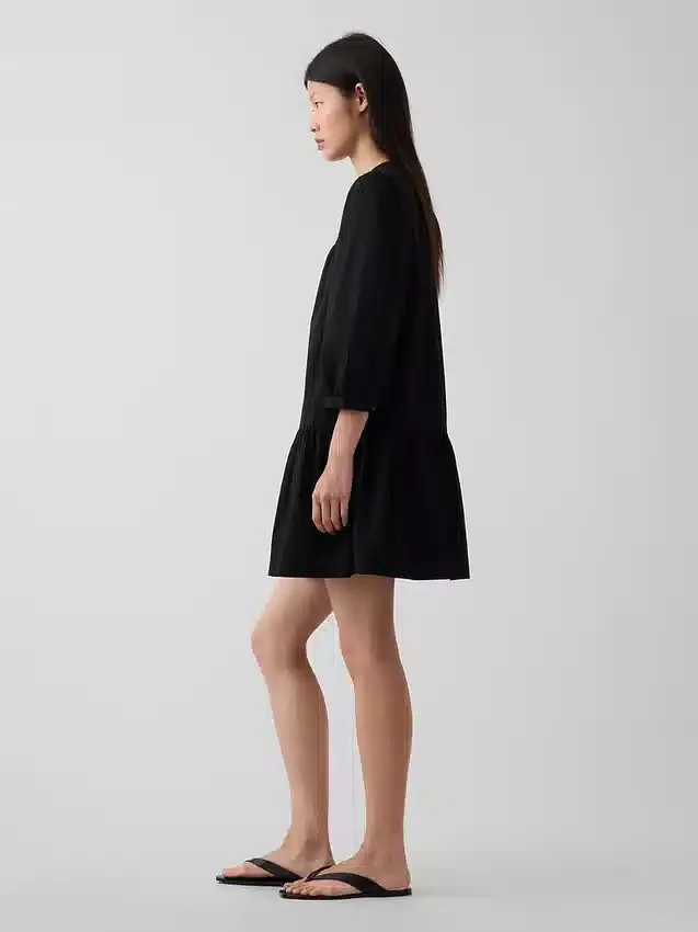 Mini-jurk met lage taille en kanten rand