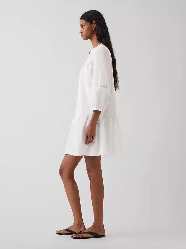 Mini-jurk met lage taille en kanten rand