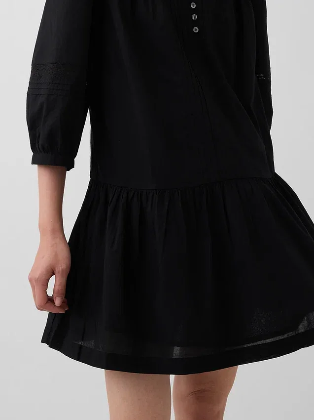 Mini-jurk met lage taille en kanten rand