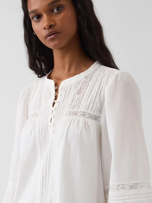 Mini-jurk met lage taille en kanten rand