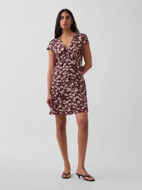 Mini-jurk met V-hals en print