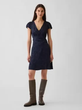 Mini-jurk met V-hals en print