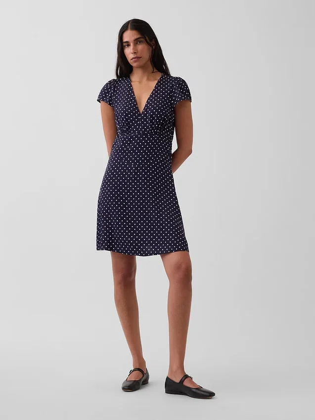 Mini-jurk met V-hals en print