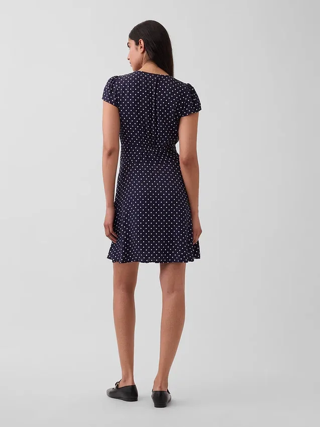 Mini-jurk met V-hals en print