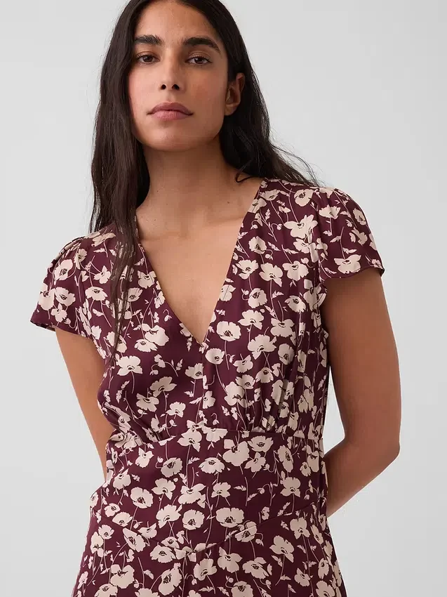 Mini-jurk met V-hals en print