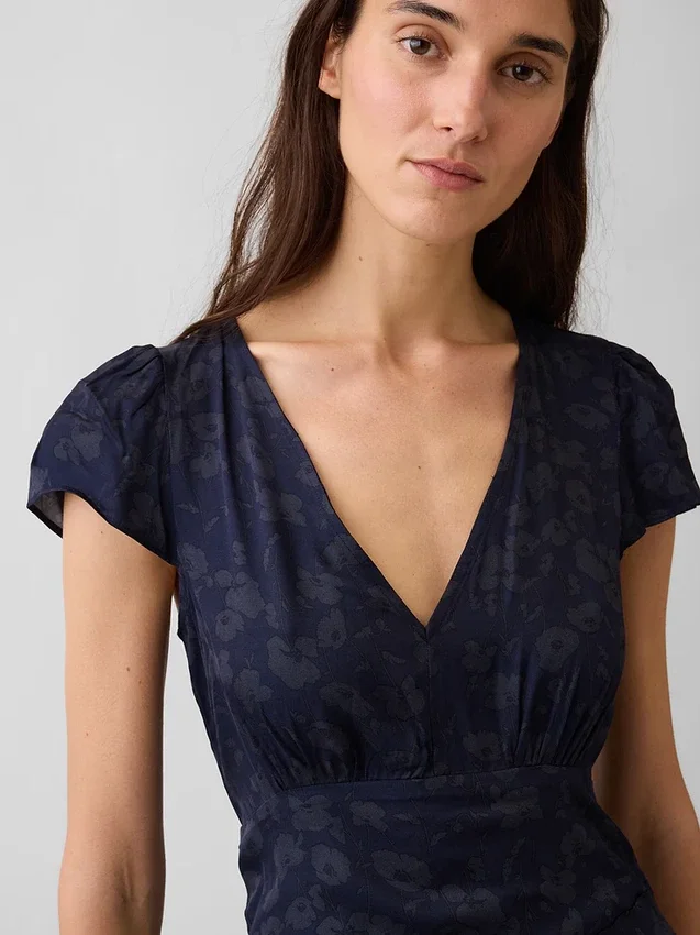 Mini-jurk met V-hals en print